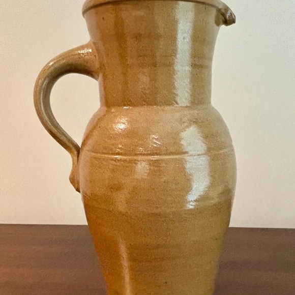 Rare European Vintage Glazed Stoneware Pottery Pitcher Jug 11" - Picture 4 of 10